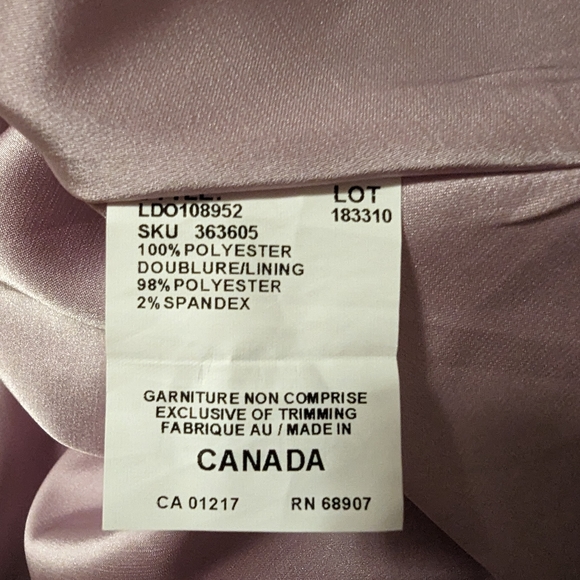 NWOT LE CHATEAU 'Satin Cold Shoulder' Lavender Midi Dress Size L With POCKETS - Picture 9 of 9